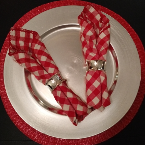 Pier 1 Dining Set Of 8 Gingham Check Washable Christmas Dinner
